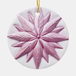 Blushing Starburst Snowflake Ceramic Tree Decoration