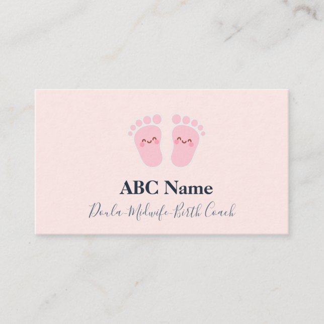 Blushing Steps Soft & Elegant Birth Coach Business Card (Front)