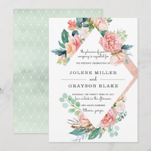 Blushing Summer Watercolor Floral Wedding Invitation