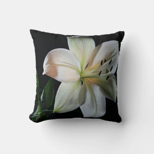 Blushing White Lily Throw Pillow