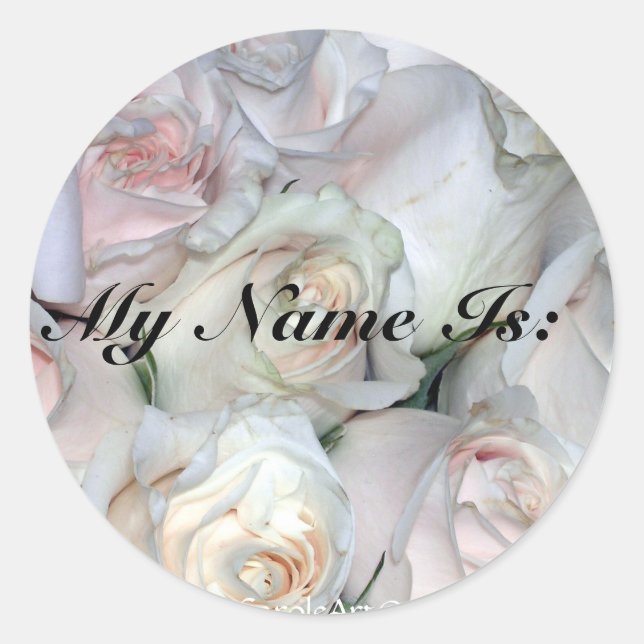 Blushing White Roses Stickers (Front)