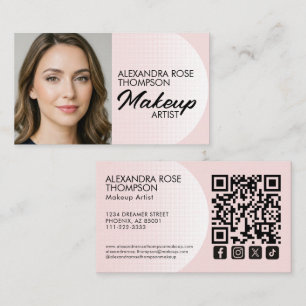 BlushPink Pattern Makeup Artist Qr Social Icon Bu Business Card