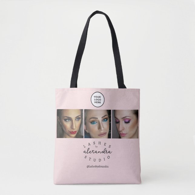 BlushPink Script 3 Photo Lashes Tote Bag (Front)