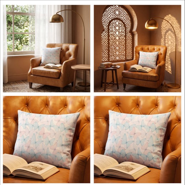 BlushSky Butterflies Decorative Throw Pillow (Let every butterfly bring a touch of serenity, elegance, and springtime wonder to your home.)