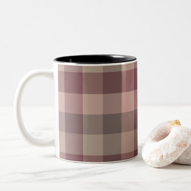 Blushwood plaid Two-Tone coffee mug (With Donut)