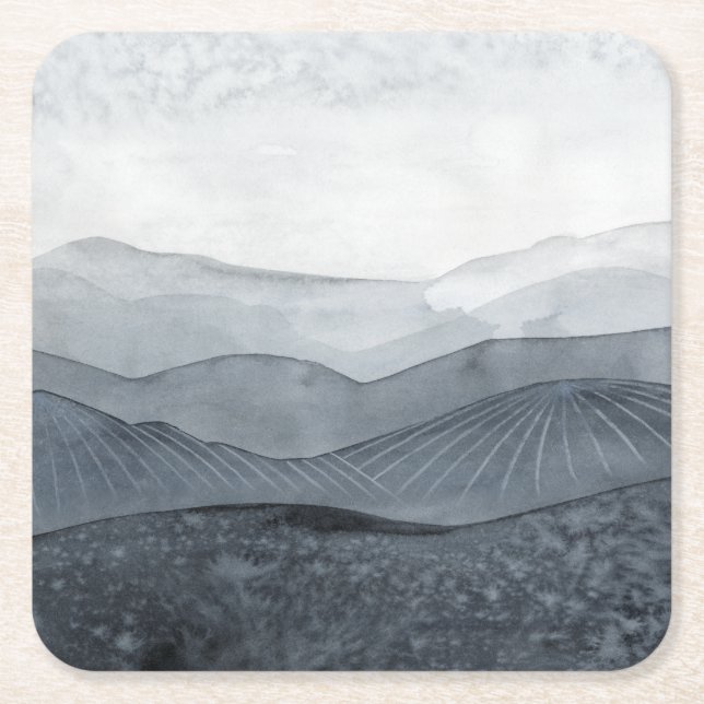 Blustering Grey Valley Square Paper Coaster (Front)