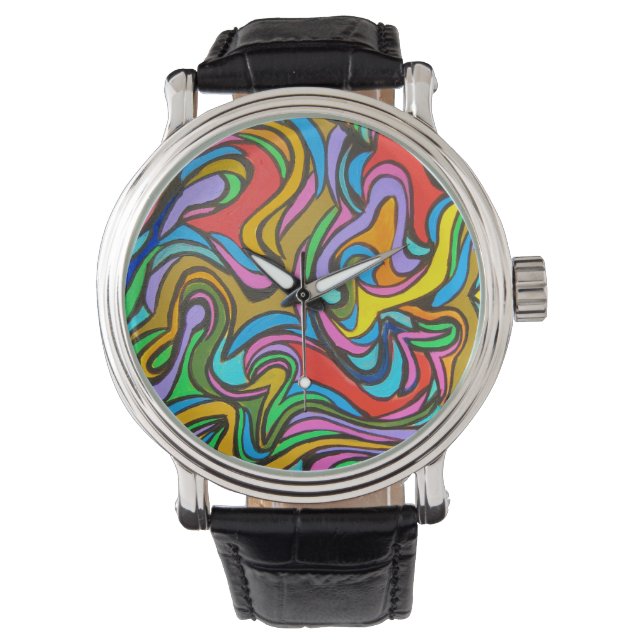 Blustery Day-Modern Art Hand Painted Watch (Front)