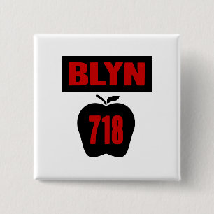 BLYN 718 Inside of Big Apple With Banner, 2 Colour 15 Cm Square Badge
