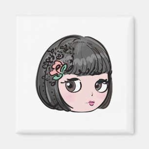 Blythe doll art, cute and kawaii illustration magnet