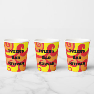 BM Bar Bat Mitzvah Paper Cup Hippie Swirls