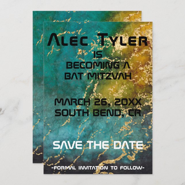BM Bar Bat Mitzvah Space Save The Date (Front/Back)