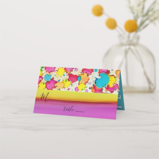 BM Bar or Bat Mitzvah A Splash of Colour Place Car Card (Front)