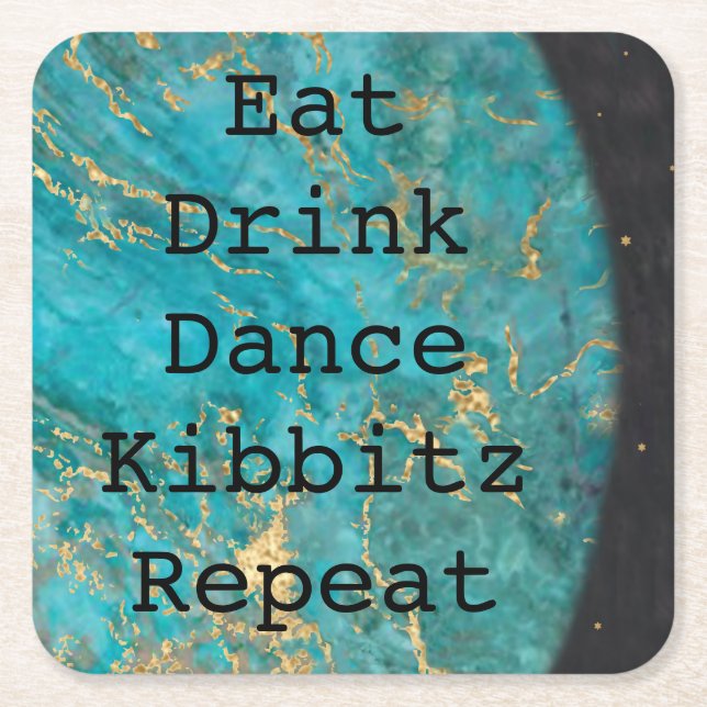 BM Bar or Bat Mitzvah Outer Space Square Paper Coaster (Front)