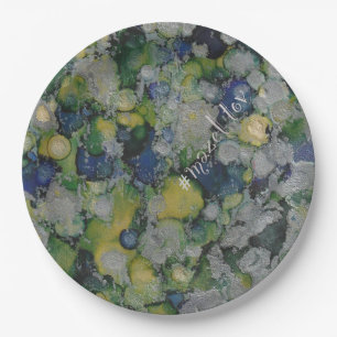 BM Bar or Bat Mitzvah Paper Plate Blues Silvers