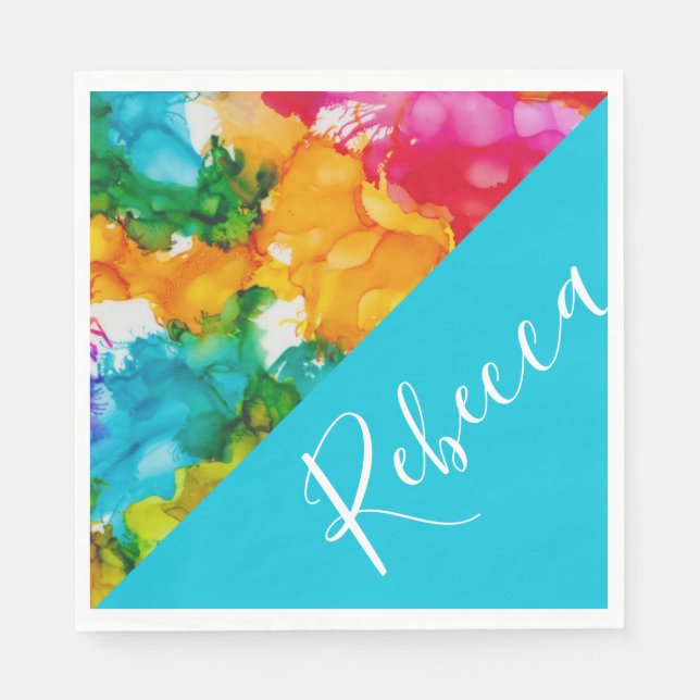 BM Bat or Bar Mitzvah Splash of Colour Napkins (Front)