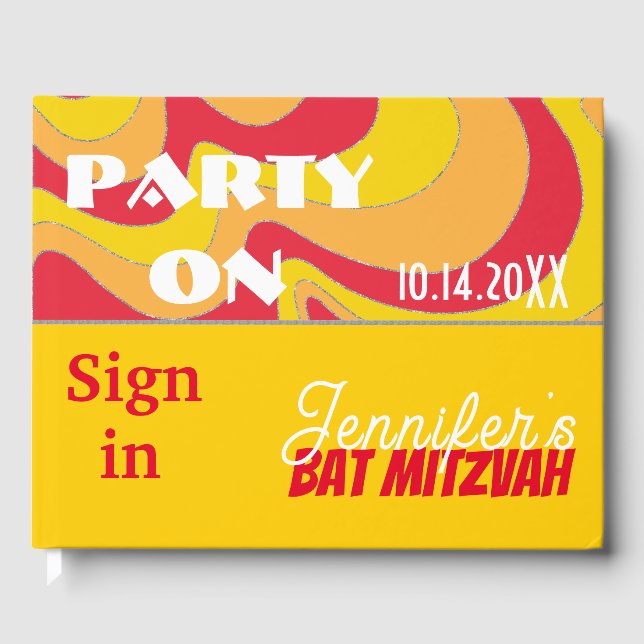 BM Bat or Bar Mitzvah Swirls Guest Book (Front)
