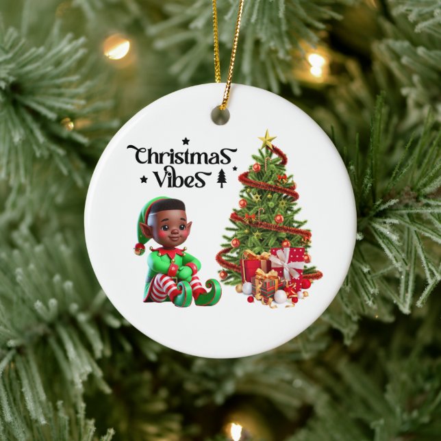 BMSC Christmas Elf Ornament, V3 Ceramic Tree Decoration (Tree)