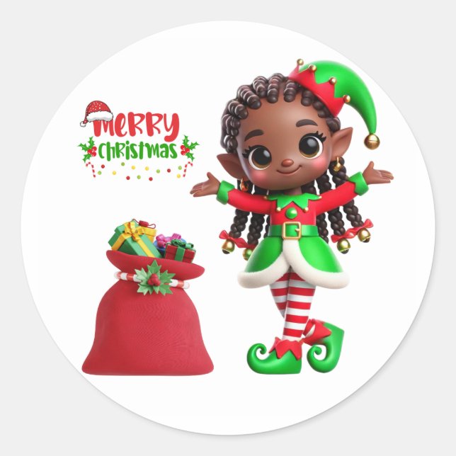 BMSC Santa's Little Helper Elf Sticker, V2  Classic Round Sticker (Front)