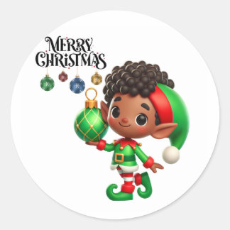 BMSC Santa's Little Helper Elf Sticker, V4 Classic Round Sticker