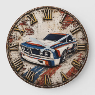 BMW CSL Batmobile Vintage Racing Car Classic Large Clock