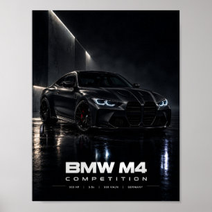 BMW M4 Competition – Black Luxury Sports Car Autom Poster