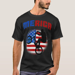 BMX American Flag 4th of July Bike Patriotic Meric T-Shirt