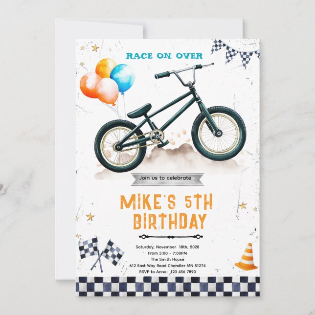 BMX Bike Birthday party Invitation (Front)