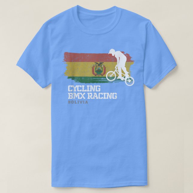 BMX Bike Bolivia Flag Biking Cycling Racing BMX 30 T-Shirt (Design Front)