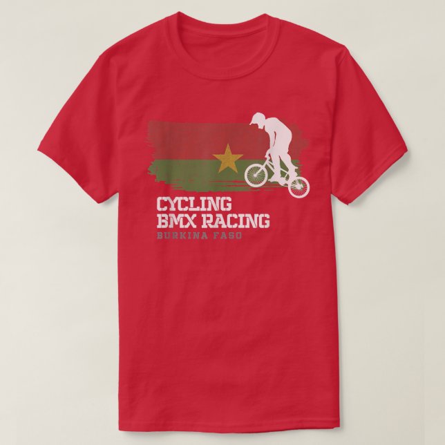 BMX Bike Burkina Faso Flag Biking Cycling Racing B T-Shirt (Design Front)