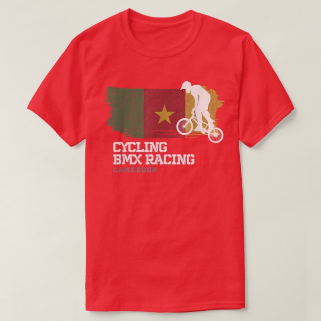 BMX Bike Cameroon Flag Biking Cycling Racing BMX 3 T-Shirt (Design Front)