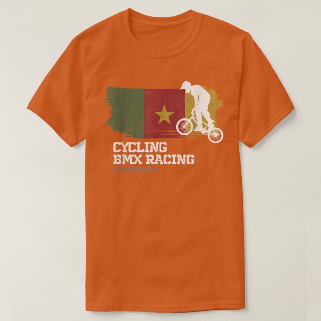 BMX Bike Cameroon Flag Biking Cycling Racing BMX  T-Shirt (Design Front)