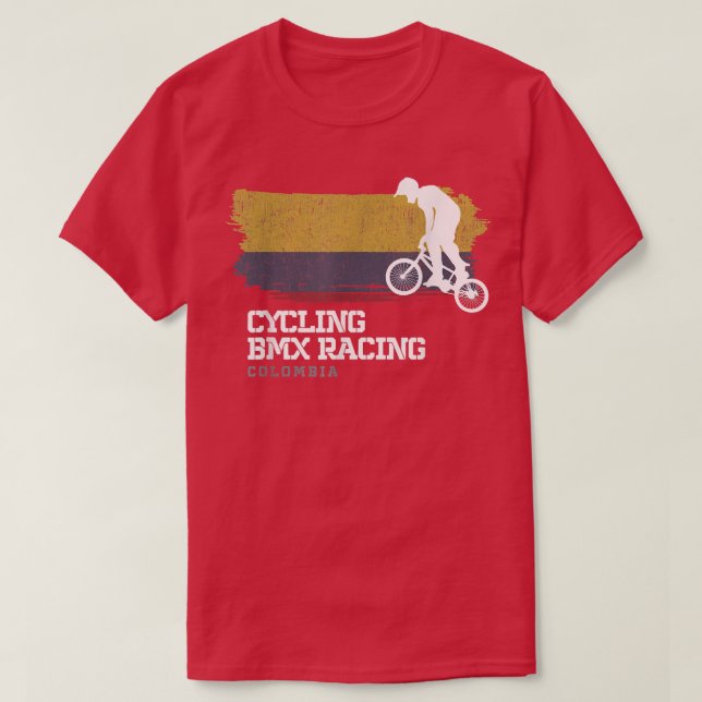 BMX Bike Colombia Flag Biking Cycling Racing BMX 3 T-Shirt (Design Front)