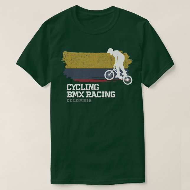 BMX Bike Colombia Flag Biking Cycling Racing BMX   T-Shirt (Design Front)