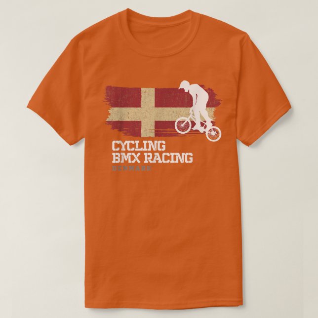 BMX Bike Denmark Flag Biking Cycling Racing BMX 32 T-Shirt (Design Front)