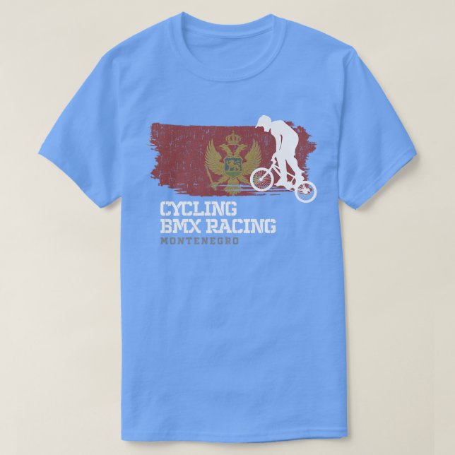 BMX Bike Montenegro Flag Biking Cycling Racing BMX T-Shirt (Design Front)