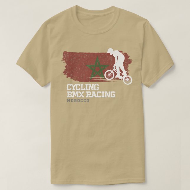 BMX Bike Morocco Flag Biking Cycling Racing BMX   T-Shirt (Design Front)