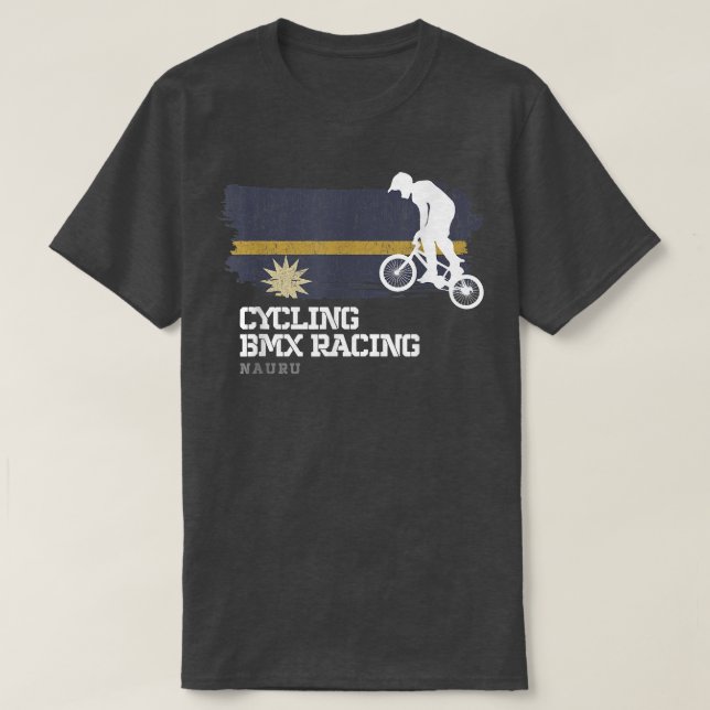 BMX Bike Nauru Flag Biking Cycling Racing BMX  T-Shirt (Design Front)