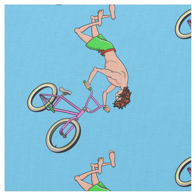BMX Bike Rider Cartoon Fabric (Close Up)