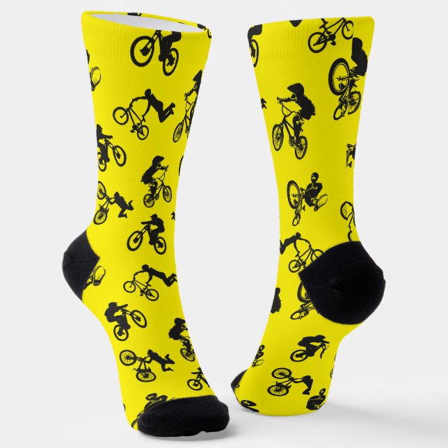 Bmx Bike Socks - Yellow Bmx Freestyle Socks  (Angled)