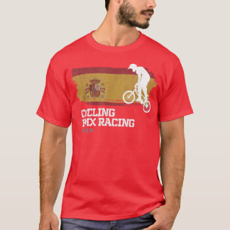 BMX Bike Spain Flag Biking Cycling Racing BMX  T-Shirt