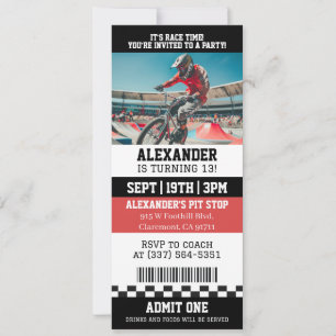 BMX Bike Ticket Birthday Party Invitation