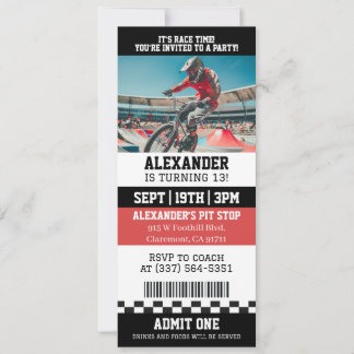 BMX Bike Ticket Birthday Party Invitation
