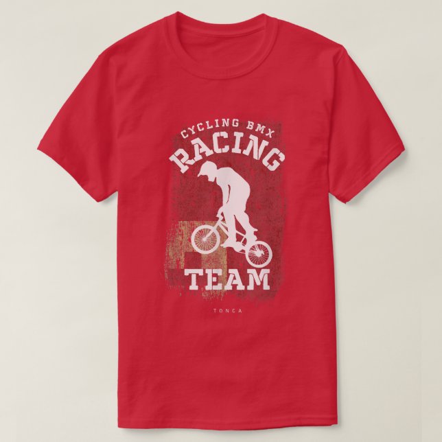 BMX Bike Tonga Flag Biking Cycling Racing BMX T-Shirt (Design Front)
