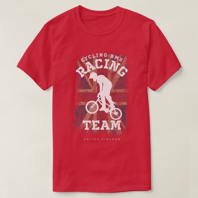 BMX Bike United Kingdom Flag Biking Cycling Racing T-Shirt (Design Front)