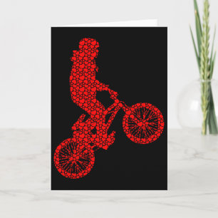 Bmx Biker Bicycle Valentine Hearts Love Cute Silho Card