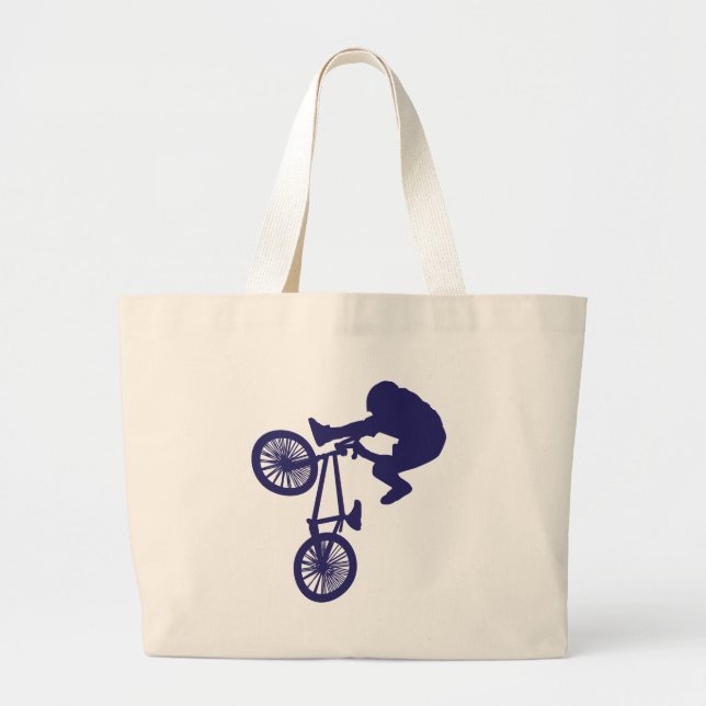 BMX Biker Large Tote Bag (Front)