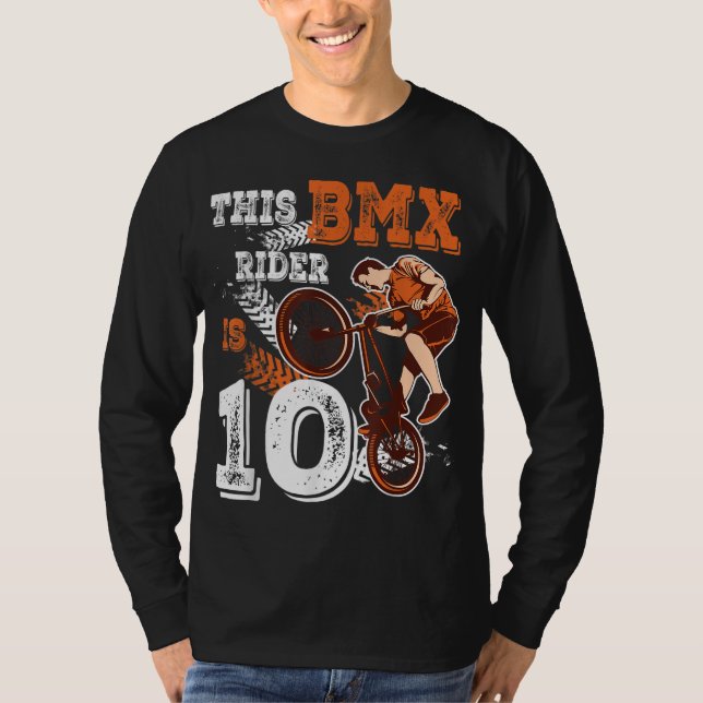 BMX Birthday 10th Biker Gift 10 Year Old Dirt Bike T-Shirt (Front)