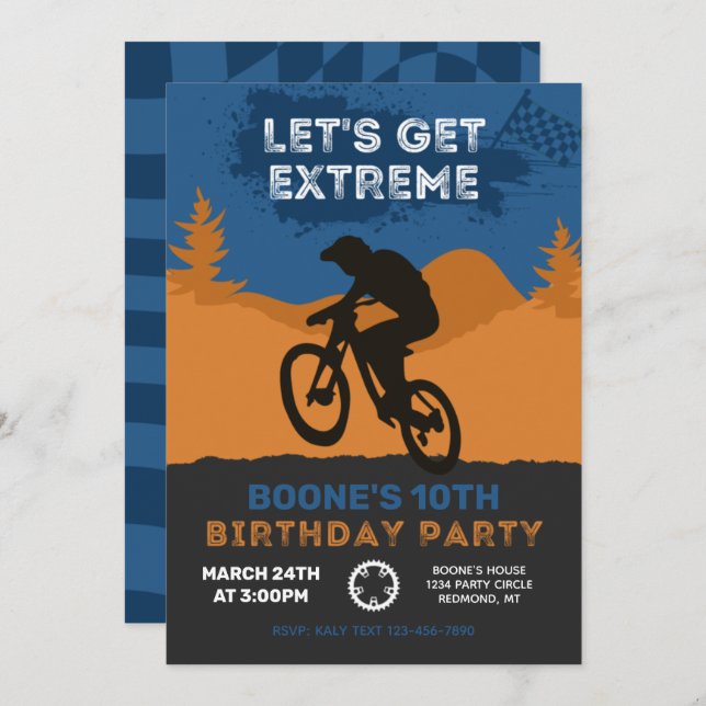 BMX Birthday Invitation | Bike Invitation (Front/Back)