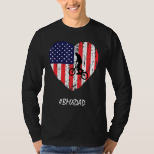 Bmx Dad American Flag Heart Vintage Fathers Day T-Shirt