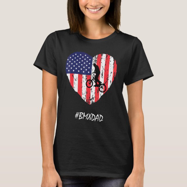 Bmx Dad American Flag Heart Vintage T-Shirt (Front)